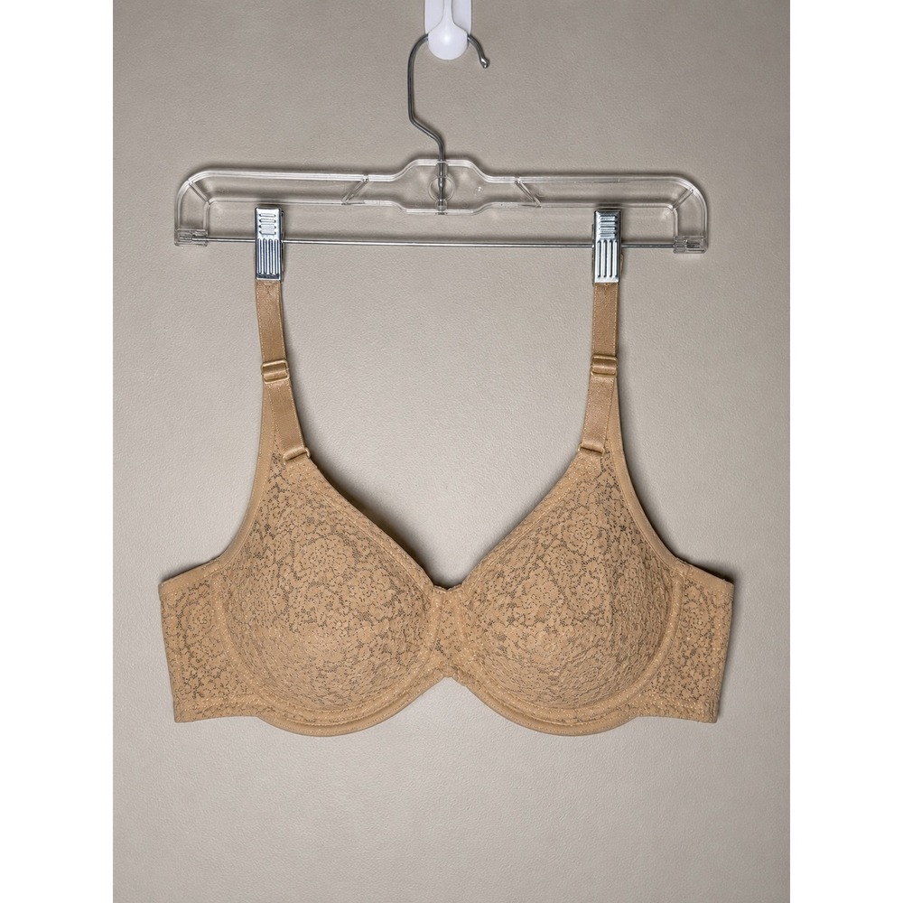 Wacoal Tan Floral Lace Awareness Underwire Bra 38C Seamless Full Coverage 65547